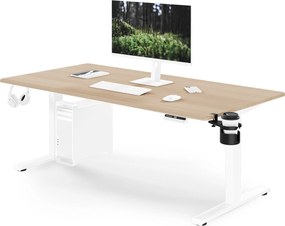 Biurko elektryczne z regulacją wysokości ergonomiczne białe/dąb sonoma,1600x800 mm: ARIA