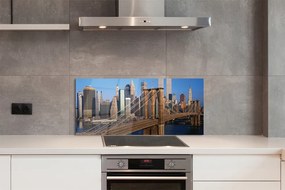 Szkło do Kuchni na Ścianę Rzeka w Cieniu Wieżowców i Mostu