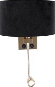 Lampa ścienna ze stali z owalnym aksamitnym abażurem, czarna, 25 cm - Brescia Combi