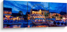 Obraz nocnego miasta Hoi An w Wietnamie (z zegarem) (90x30 cm)