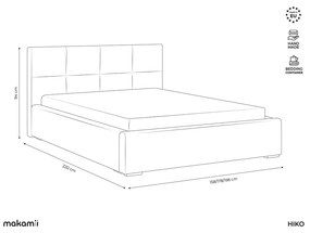Zielone aksamitne tapicerowane łóżko dwuosobowe ze schowkiem ze stelażem 140x200 cm Hiko – Makamii