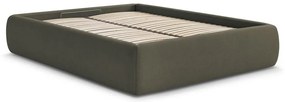 Ciemnozielone tapicerowane łóżko dwuosobowe ze schowkiem/bez zagłówka ze stelażem 180x200 cm Inera – Bobochic Paris