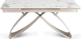 Stół Rozkładany Prostokątny LUIGI 160-240 cm Ceramiczny Biały Marmur/Kaszmir do Jadalni Nowoczesny