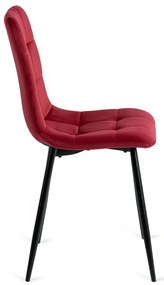 Zestaw Stół Okrągły Rozkładany HARRY 102-142 cm Biały/Czarny i 4 Krzesła Tapicerowane do Jadalni PERU Bordowe Welurowe Loft