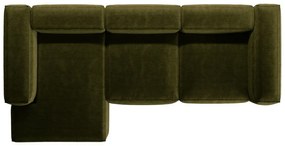 Zielony sztruksowy narożnik (lewostronny/z szezlongiem) Bergano – Cosmopolitan Design