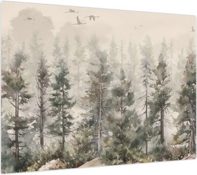 Obraz na szkle - Pine forest I., aquarel (70x50 cm)