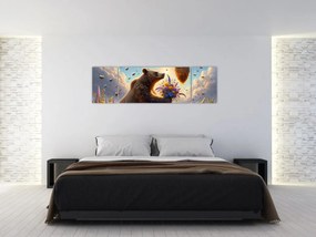 Obraz - Niedźwiedź i pszczoły (170x50 cm)