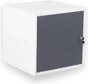 Szafka ubraniowa z schowkami zamykanymi 450 x 450 x 450 mm, zamek cylindryczny, grafitowe drzwi
