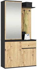 Nowoczesna garderoba do przedpokoju czarny + dąb artisan W9-K22