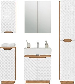 Zestaw mebli łazienkowych dąb/biały ze strukturą płytek 59.8x32x62.1 lotta