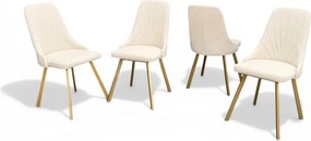 Eleganckie Krzesło Tapicerowane ZŁOTE NOGI Kremowe GLAMOUR Loft 4 szt