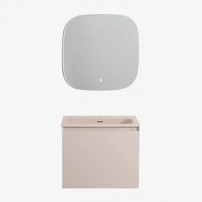 Zestaw Wiszących Mebli Łazienkowych Zintegrowany Z Umywalką Macrae Nature & Kwadratowa Lampa Led I Przeciwmgielna 75x75 Cm Riben & Bez - Sklum