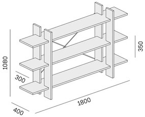 Regał biurowy niski długi SOLID, 1800 x 400 x 1075 mm, orzech