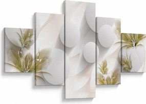 Obraz - 3D koła z kwiatami (125x70 cm)