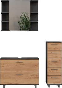 Zestaw mebli łazienkowych złoty dąb power/antracyt 80.2x33x60.8 ilias