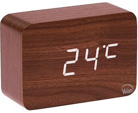 Zegar budzik drewniany led elektroniczny cyfrowy stojący - termometr + data