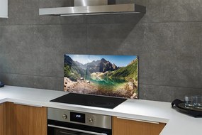 Panel szklany do Kuchni Szczyty Gór nad Lustrem Wody