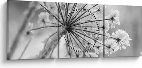 Obraz - Kwiat w zimie (z zegarem) (90x30 cm)