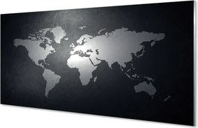 Panel szklany do Kuchni Kontrasty Świata: Biała Mapa na Czarnym Tle