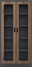 Przeszklona szafa medyczna Eco Design Amelia, 90x40x185 cm, antracyt/orzech