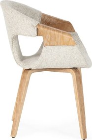 Beżowe tapicerowane fotele jadalniane zestaw z podłokietnikami 2 szt. Elif – MOME