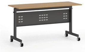 Mobilny stół PRIMO MOBI, 140x60 cm, czarna podstawa, buk