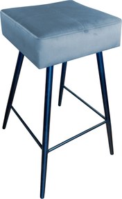 Hoker MAX krzesło barowe tkanina Welur podstawa metalowa : Kolor nogi - Czarna stożek, Kolor tkaniny - VELVET - BL06, Typ siedziska - Siedzisko stałe