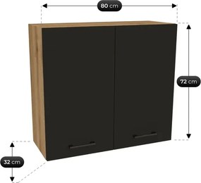 Zestaw Mebli Kuchennych MODERN 260 cm Dąb Evoke/Czarny Loftowy