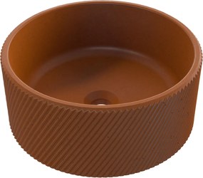 Umywalka betonowa nablatowa okrągła bez otworu na baterię 37 cm VIJA | różne kolory : Kolor - Ceglasty