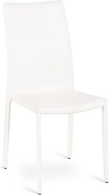 Komplet 4 krzeseł jadalnianych w stylu vintage "Fiordaliso" z białej skóry ekologicznej, 41x42 cm, wysokość 95 cm.