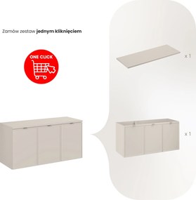 Trzydrzwiowa szafka łazienkowa Bella 120 cm z blatem, kaszmir