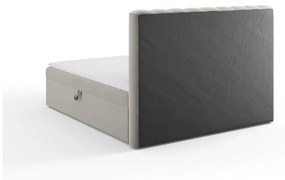 Szare łóżko boxspring ze schowkiem 180x200 cm Gina – Milo Casa