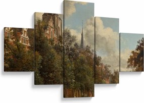 Obraz - Jan van der Heyden, View Down a Dutch Canal, reprodukcje (125x70 cm)
