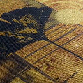 Obraz - Liść miłorzębu (z zegarem) (90x30 cm)