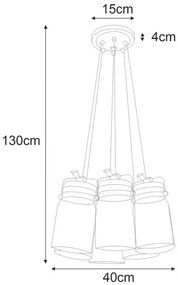 Nowoczesna lampa wisząca z 6 szklanymi kloszami - A782 Horizonte 15X