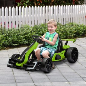 HOMCOM 4 V elektryczny gokart dla dzieci do 12 km/h, gokart z funkcją driftu, 2 silniki, regulowane siedzenie, łagodne ruszanie | Aosom PL