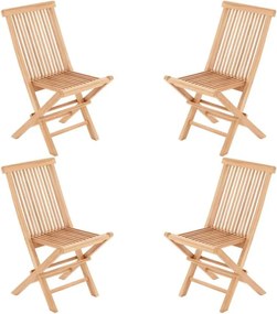 Komplet 4 x składane krzesła ogrodowe DIVERO z drewna tekowego