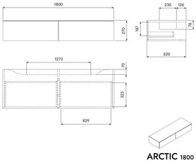 Szafka podumywalkowa ARCTIC 1800Biały Softtouch - do umywalek nablatowych