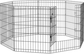 PawHut Wybieg dla zwierząt domowych, zagroda dla szczeniąt i małych psów, z drzwiami, do użytku wewnątrz i na zewnątrz, 76 cm, Czarny