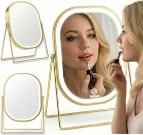 Lusterko Do Makijażu PREMIUM Kosmetyczne POŁYSK Metalowe PODŚWIETLANE LED