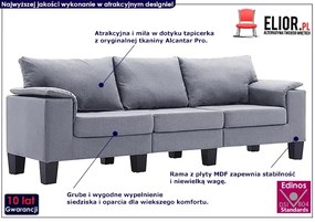 Trzyosobowa ekskluzywna jasnoszara sofa - Ekilore 3Q