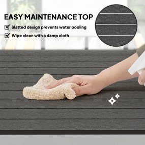 Outsunny Stół ogrodowy z aluminium 120x70 cm, odporny na warunki pogodowe, balkonowy ze wzorem drewna, na 4-6 osób, Czarny