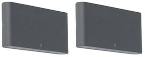 Zestaw 2 kinkietów zewnętrznych ciemnoszarych 17,5 cm z LED - Batt