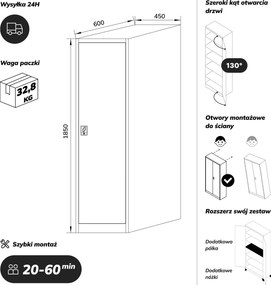 Szafa na akta kartotekowa na klucz szara, 450x1850x600 mm: ALEX D600