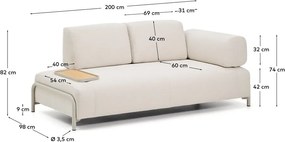 Beżowa sofa modułowa z tkaniny szenilowej 200 cm Compo – Kave Home