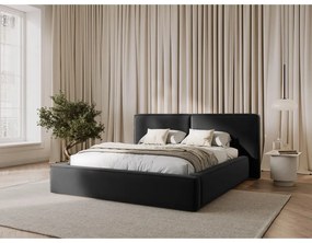 Ciemnoszare aksamitne tapicerowane łóżko dwuosobowe ze schowkiem i stelażem 180x200 cm Arendal – Cosmopolitan Design