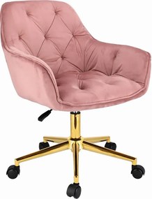 Pikowane różowe obrotowe krzesło w stylu glamour P4-T19