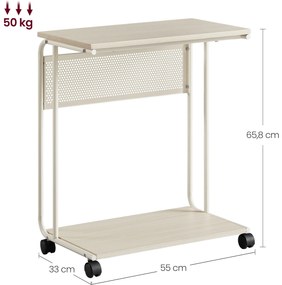 Stolik pomocniczy na kółkach MIREZO 55x33cm, beżowy