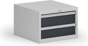 Kontener warsztatowy do zawieszenia G8, 2x szuflada, 560 x 600 x 383 mm, grafitowy