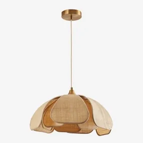 Lampa Sufitowa (ř50 Cm) Vidson Rafia Naturalna – Złocista - Sklum